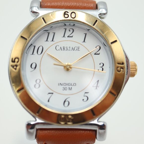 Carriage by Timex Classic Dress Watch 30mm Non Indiglo Two Tone Brown Leather - Picture 6 of 14